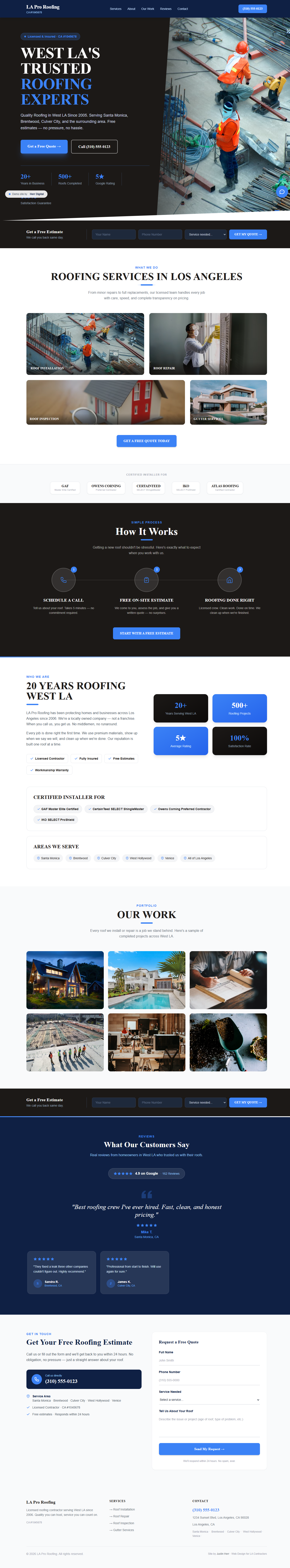 LA Pro Roofing website